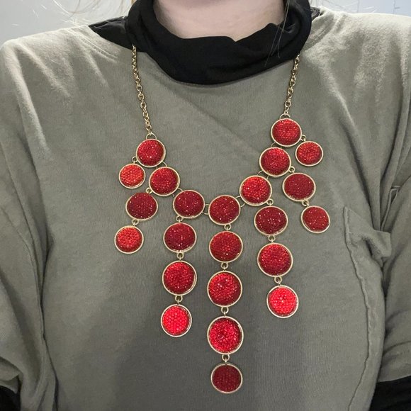Bubble Necklace - Red & Gold - Picture 3 of 3